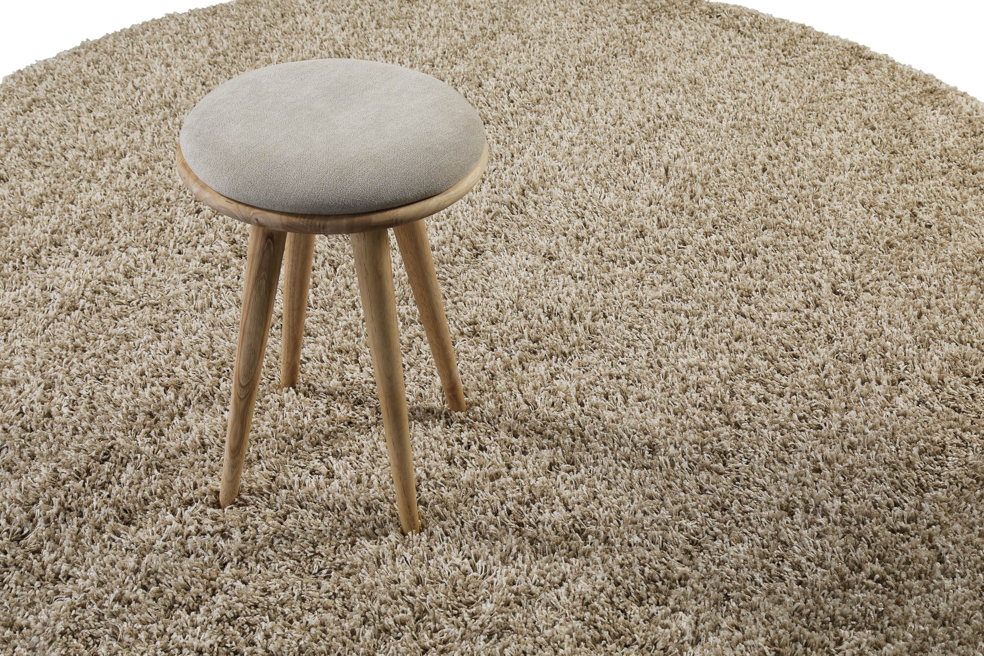2 für 1 Aktion: Hochflor Teppich Rund Creme Beige "Shaggy Plus" 200 cm - Image 7