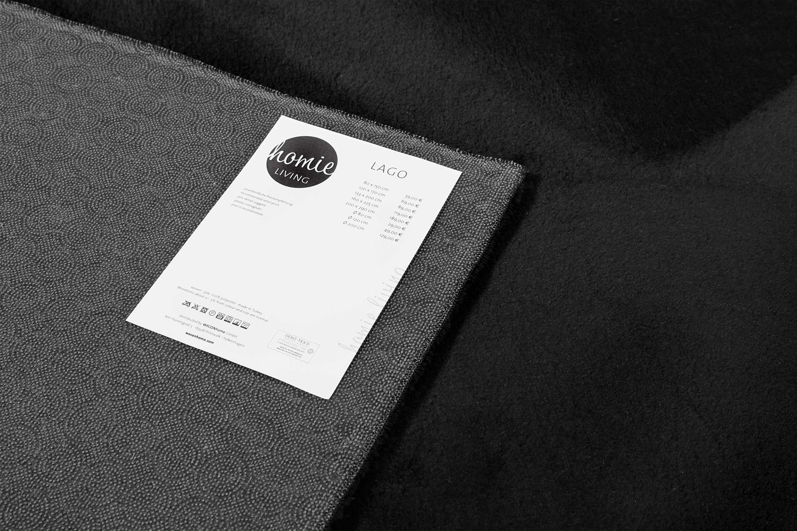 Kurzflor-Teppich Schwarz soft & weich "Lago" Homie Living - Image 4