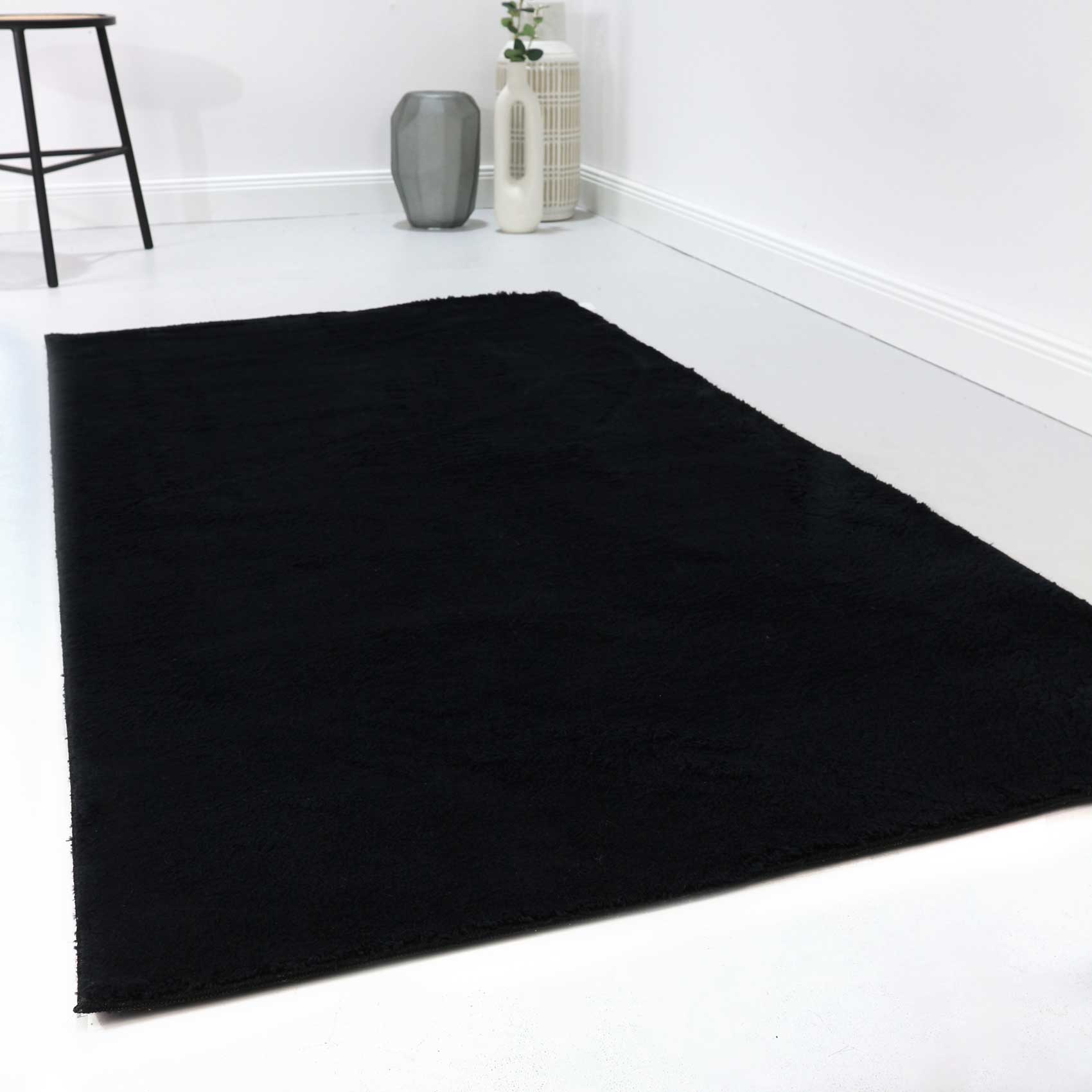 Kurzflor-Teppich Schwarz soft & weich "Lago" Homie Living - Image 6