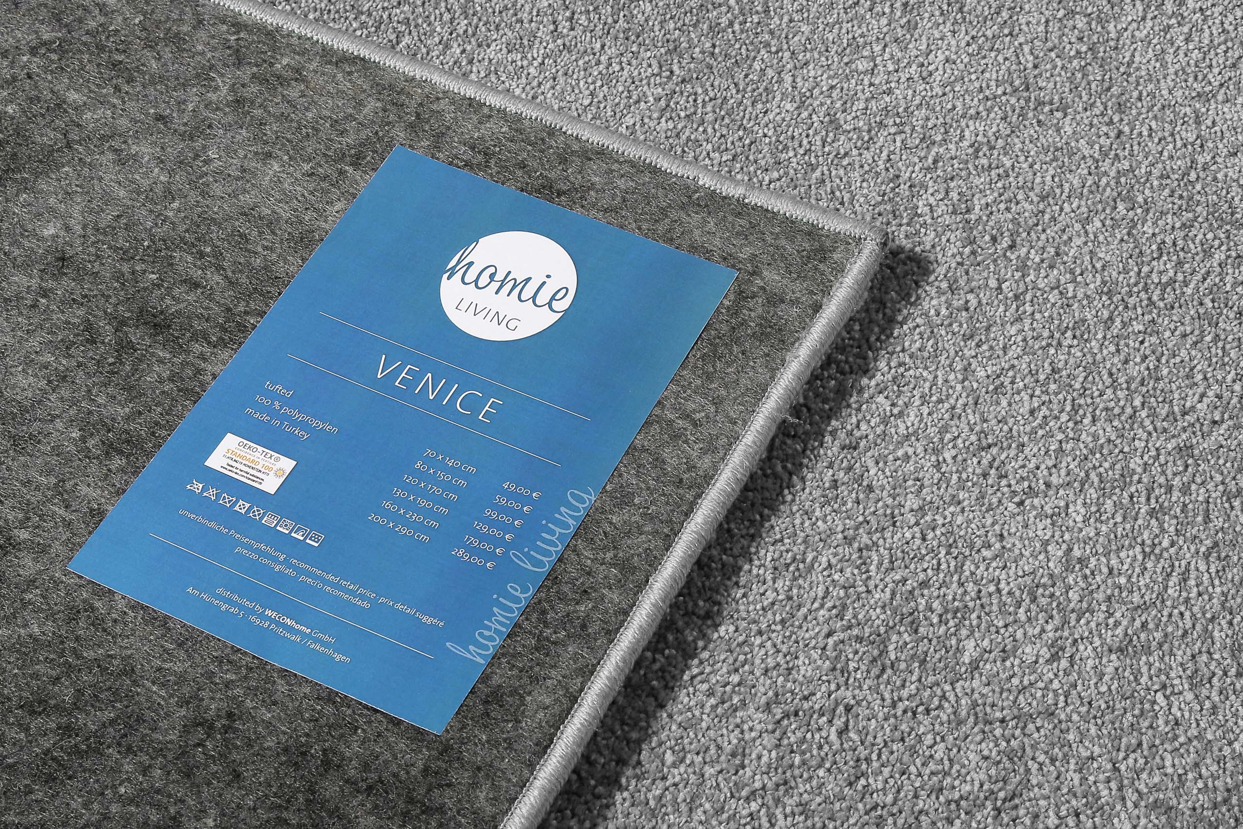 Teppich Grau Kurzflor weich & soft "Venice" Homie Living - Image 5