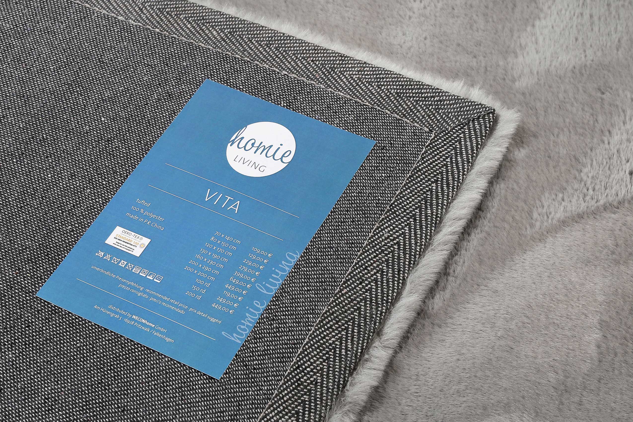 Kunstfell Teppich Grau kuschelig & flauschig "Vita" Homie Living - Image 4