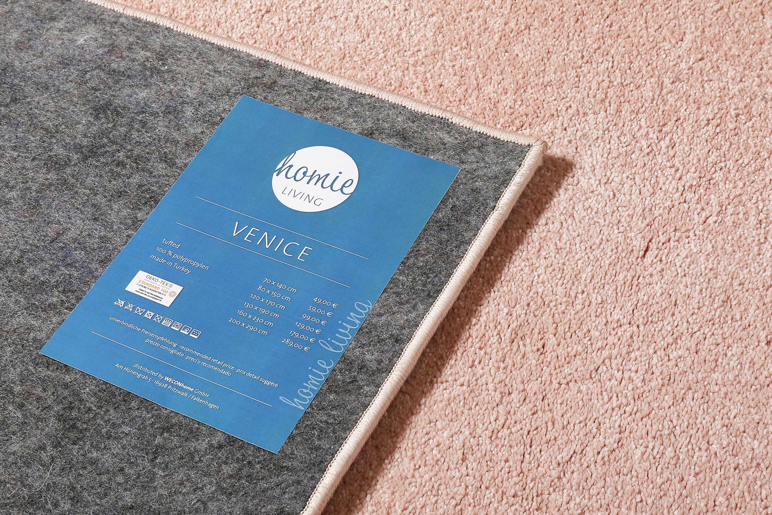 Teppich Rosa Kurzflor weich & soft "Venice" Homie Living - Image 4