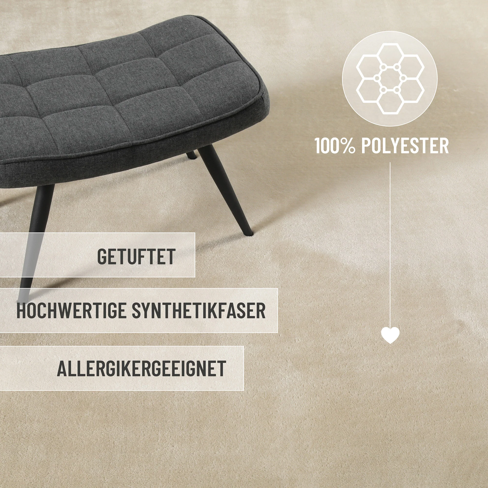 Weicher Hochflor Teppich Creme Beige "Eriksson" WECONhome - Image 8